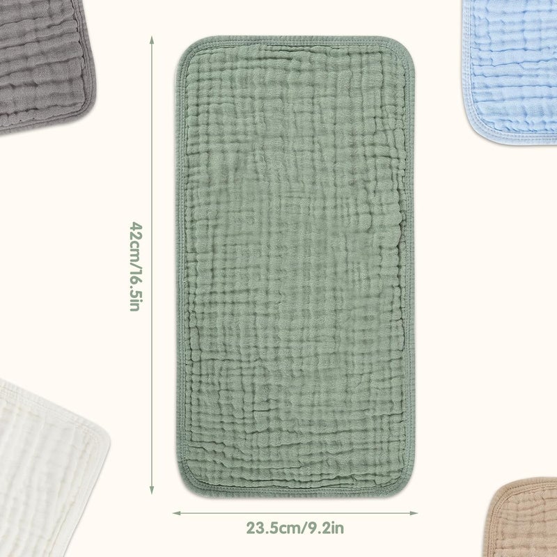 Arnzion Muslin Burp Cloths Set for Babies 100% Cotton Baby Washcloths, Large 20''x10'' Extra Absorbent and Soft 10 Pack for Boys & Girls Blue Grey Green - Image 3